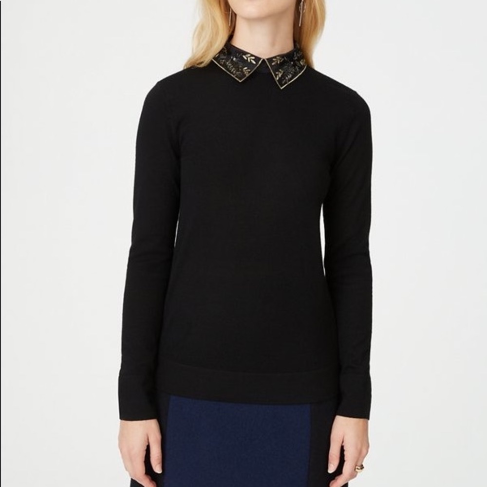 Club Monaco Black Embroidered Onalee Sweater